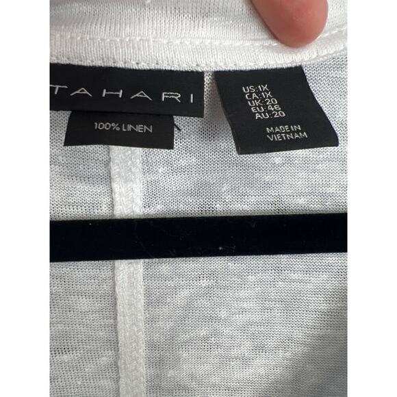 Tahari Burnout 100% Linen 3/4 Sleeve Tee Size 1X - Picture 3 of 7